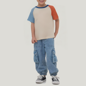 Casual round neck cotton boy short-sleeved T-shirt