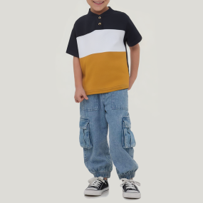 Colorblocked crew neck short-sleeved boys T-shirt