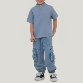 New solid color boys short-sleeved T-shirt