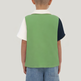Contrast color patchwork boys' short-sleeved T-shirt