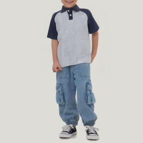 Contrast color breathable boy short-sleeved T-shirt