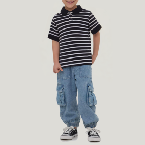 Striped breathable boy short-sleeved T-shirt
