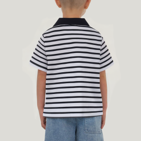 Simple striped lapel boys' short-sleeved T-shirt