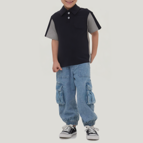 Pure cotton color block boys' short-sleeved T-shirt