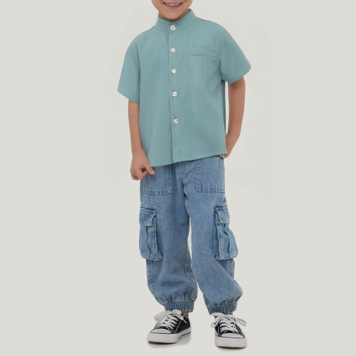 Round neck loose cotton boy short-sleeved T-shirt
