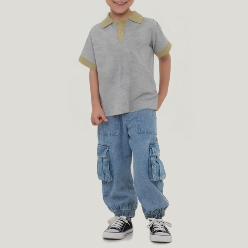 Color block elastic soft boys' short-sleeved T-shirt