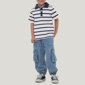 Casual simple striped boys' short-sleeved T-shirt