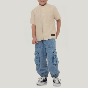 New high round neck loose boys short-sleeved T-shirt