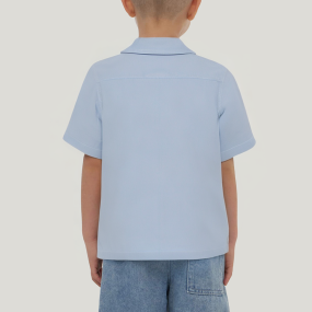 Light blue lapel loose boys short-sleeved T-shirt