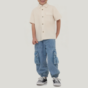 Lapel single breasted breathable boys short sleeve T-shirt