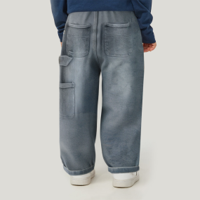 Boys' stretch washed loose denim trousers
