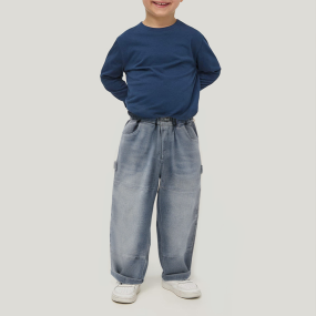 Boys' stretch washed loose denim trousers