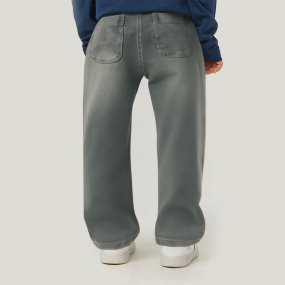 Boys' loose washed seamed denim trousers