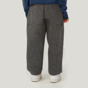 Checked cotton elastic waist boys' trousers