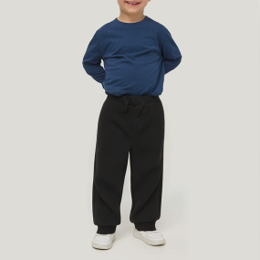 Black skin-friendly elastic waist boy sports trousers