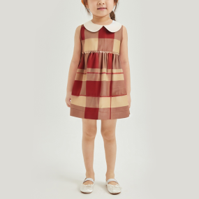 High quality summer plaid sleeveless girls dress
