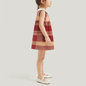 High quality summer plaid sleeveless girls dress