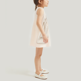 Round neck sleeveless girl's dress with big bow