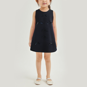 Round neck cute bow sleeveless girl's dress