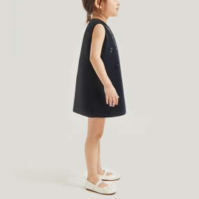 Round neck cute bow sleeveless girl's dress