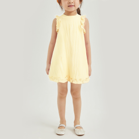 Fashionable and cute light yellow sleeveless girls dress