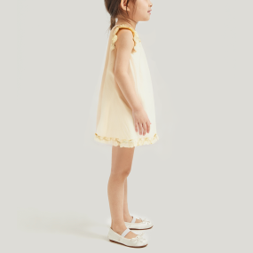 Fashionable and cute light yellow sleeveless girls dress