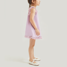 Summer pleated round neck sleeveless girls dress