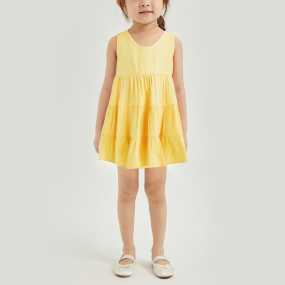 Casual loose round neck sleeveless girls dress