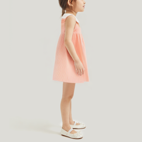 Vertical stripe pleated sleeveless girls' dress