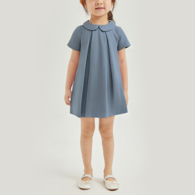 Pure cotton solid color summer short-sleeved girls dress