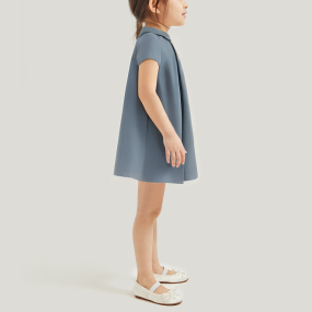 Pure cotton solid color summer short-sleeved girls dress