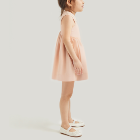 Pink lapel buttoned sleeveless girl's dress