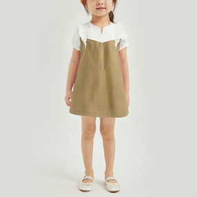 Fashionable colorblock short-sleeved girls dress