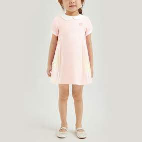 Cute and sweet pink short-sleeved girls dress