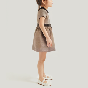 Casual plaid style short sleeve girls dress