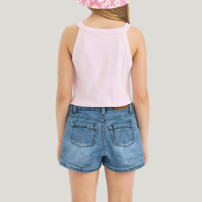 Classic blue washed girls denim shorts