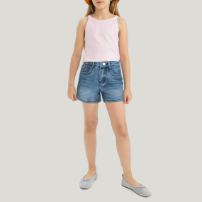 Classic blue washed girls denim shorts