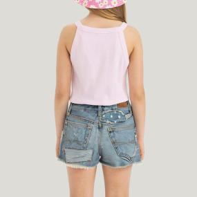 Patchwork breathable anti-wrinkle girls' denim shorts