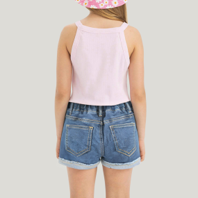 Casual ripped and frayed girls' denim shorts