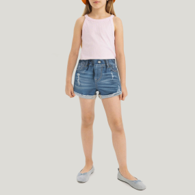 Casual ripped and frayed girls' denim shorts