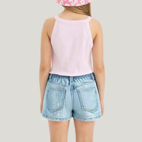 Washed and faded casual girls' denim shorts