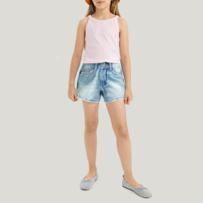 Washed and faded casual girls' denim shorts