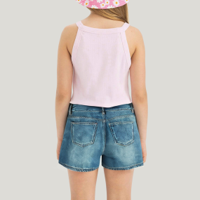 High quality high waist casual girls denim shorts