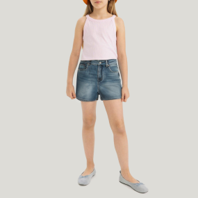 High quality high waist casual girls denim shorts