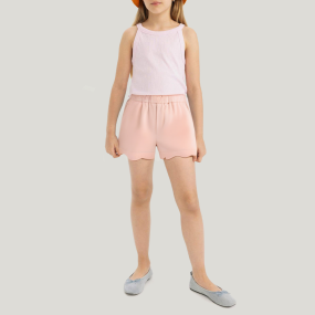Pink pleated elastic waist girls' shorts