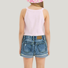Vintage blue washed girls denim shorts