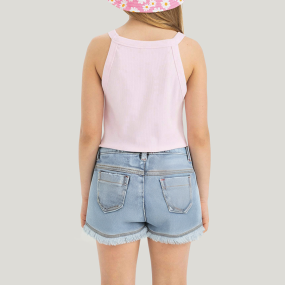 New style tassel hem girls' denim shorts