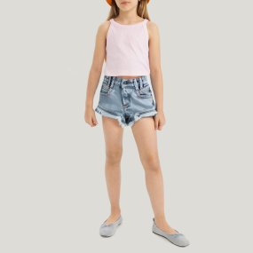 New style tassel hem girls' denim shorts