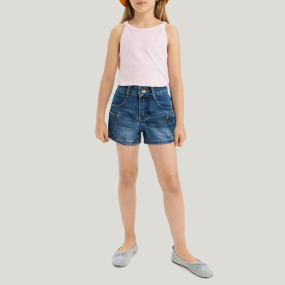 Acid wash casual high waist girls denim shorts