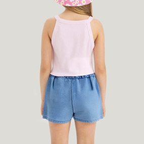 New summer double layer girls denim shorts